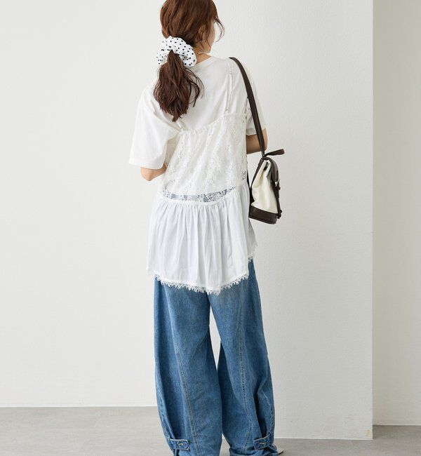  「レース切り替えVキャミチュニク」|シャツ・ブラウス|
