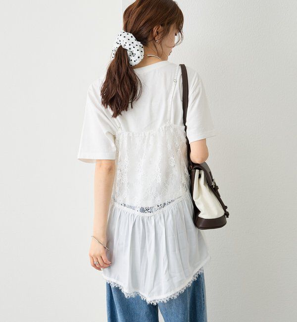  「レース切り替えVキャミチュニク」|シャツ・ブラウス|