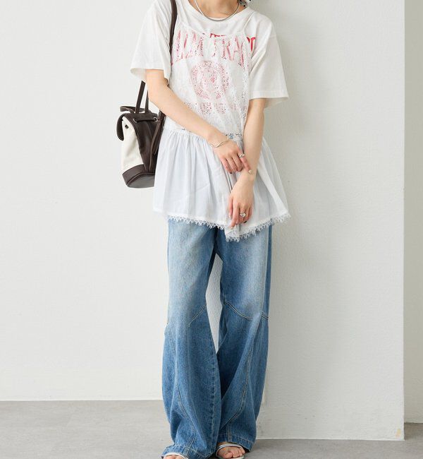  「レース切り替えVキャミチュニク」|シャツ・ブラウス|