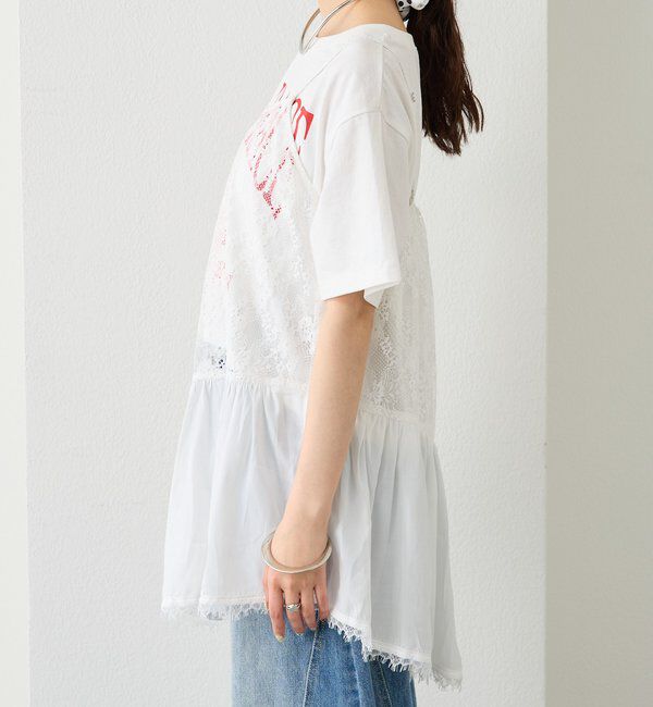  「レース切り替えVキャミチュニク」|シャツ・ブラウス|