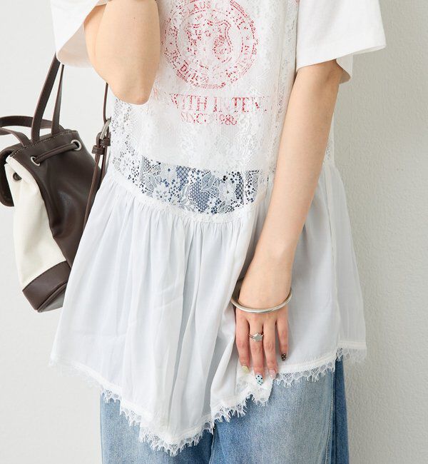  「レース切り替えVキャミチュニク」|シャツ・ブラウス|