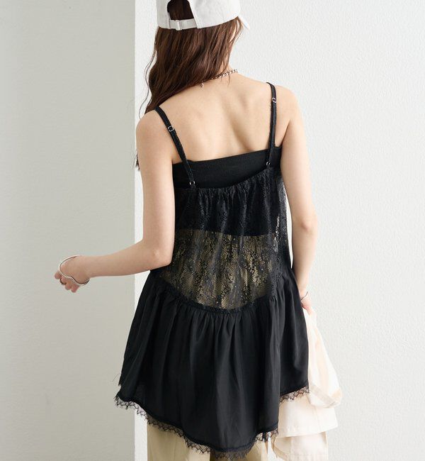  「レース切り替えVキャミチュニク」|シャツ・ブラウス|