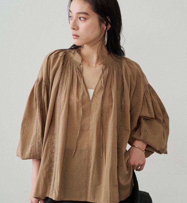  「【INDIA】スキッパーレースブラウス」|シャツ・ブラウス|