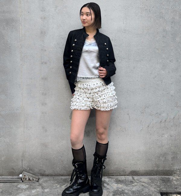  「レースショートパンツ(無地/ドット/チェック/レオパード)」|チノ|