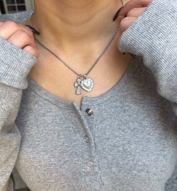  「クロス&times;ハートモチーフネックレス」|ネックレス|