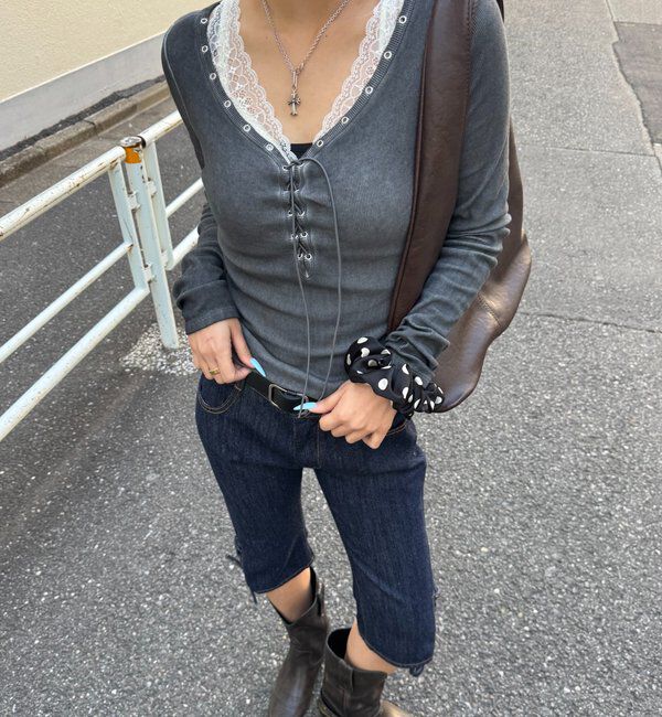  「プロセストレースアップトップス」|Tシャツ・カットソー|