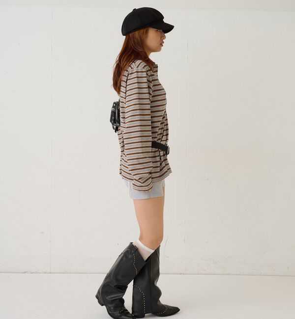  「マルチボーダーギャザーポロ」|Tシャツ・カットソー|