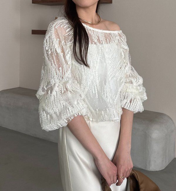  「【yuu企画】ジャガードシアーブラウス」|シャツ・ブラウス|