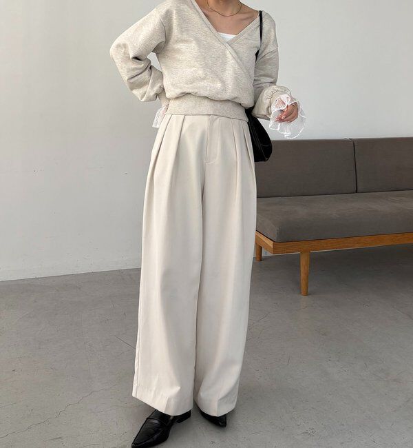  「【前後2WAY】カシュクール袖レーススウェット」|Tシャツ・カットソー|