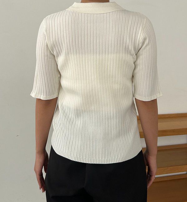  「【全骨格◎】ハーフスリーブポロニット」|カーディガン|