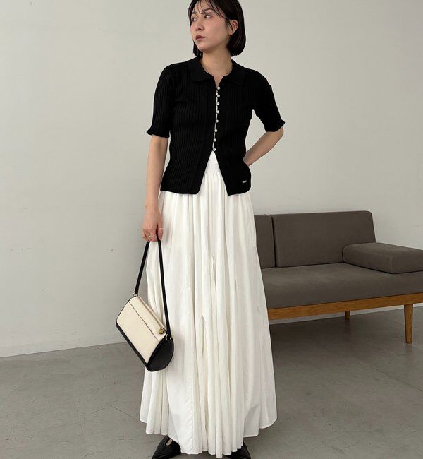  「【全骨格◎】ハーフスリーブポロニット」|カーディガン|