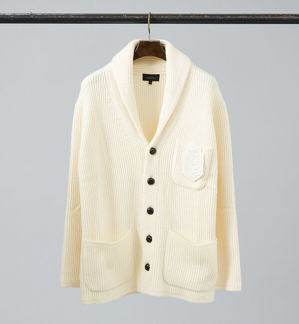 ABAHOUSE「【メランジ】畦編みショールカラーカーディガン」|カーディガン|