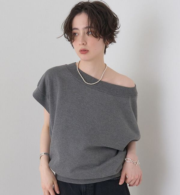 Rouge vif「スレッド編裏毛風ニットプルオーバー」|ニット・セーター|グレー