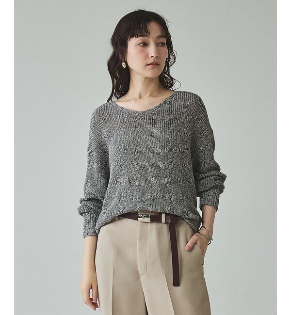 qualite「ミックスカラードライコットンニット」|ニット・セーター|グレー