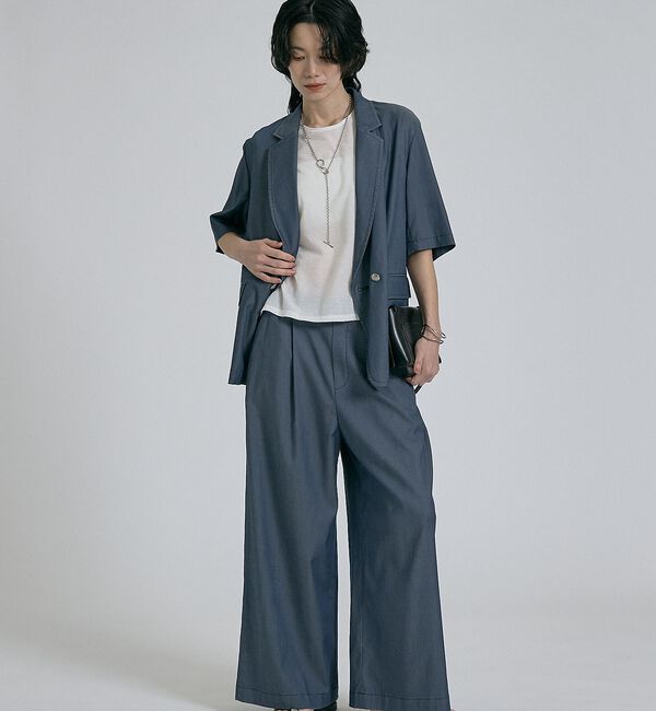 qualite「【接触冷感＆セットアップ対応】ライトデニムハーフスリーブジャケット」|その他|