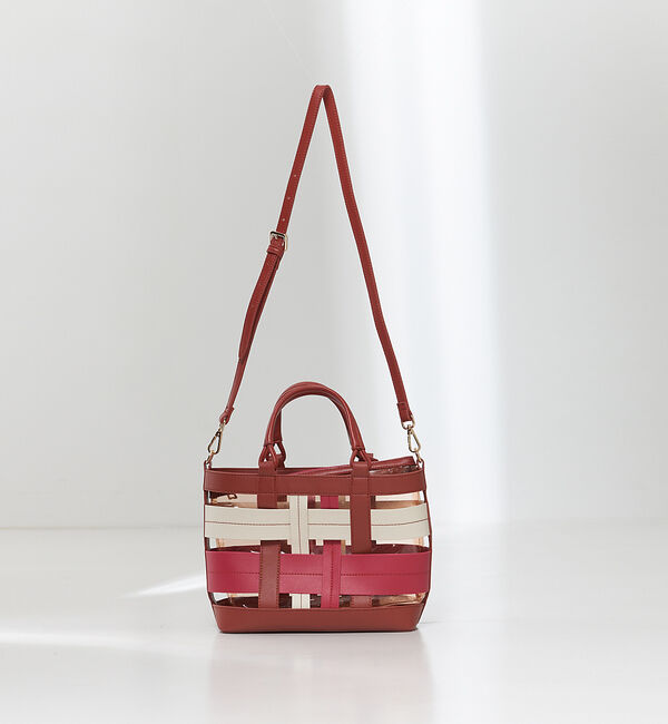 LOWELL things「【STORY 23'6月号 P172掲載】Colatti/配色クリア2WAYトー」|ハンドバッグ|テラコッタ