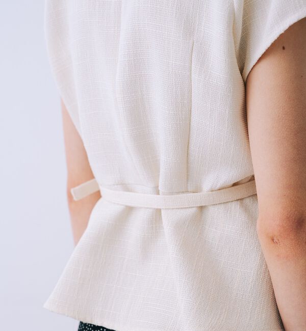 SELFIST「ツイードベルト付半袖ペプラムブラウス【予約】」|シャツ・ブラウス|
