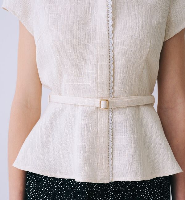 SELFIST「ツイードベルト付半袖ペプラムブラウス【予約】」|シャツ・ブラウス|