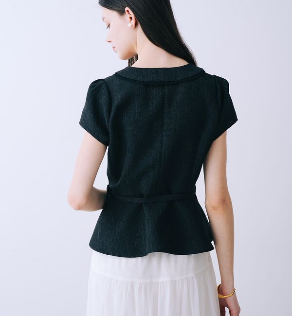 SELFIST「ツイードベルト付半袖ペプラムブラウス【予約】」|シャツ・ブラウス|