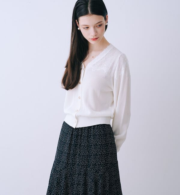 SELFIST「レースショルダーニットカーディガン」|カーディガン|