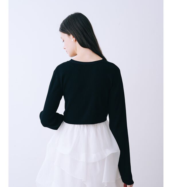 SELFIST「【kariさんコラボ】カーディガン&times;ニットドッキングチュールワンピースセット【予」|ワンピース|