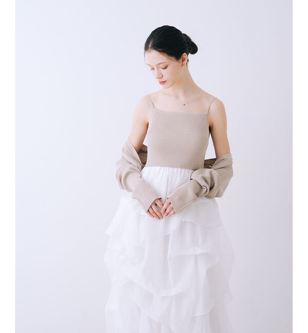 SELFIST「【kariさんコラボ】カーディガン&times;ニットドッキングチュールワンピースセット【予」|ワンピース|