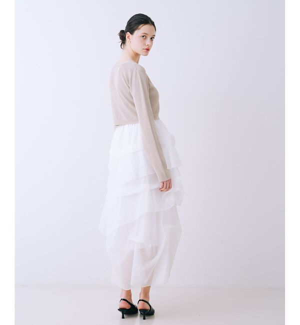 SELFIST「【kariさんコラボ】カーディガン&times;ニットドッキングチュールワンピースセット【予」|ワンピース|