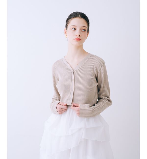 SELFIST「【kariさんコラボ】カーディガン&times;ニットドッキングチュールワンピースセット【予」|ワンピース|