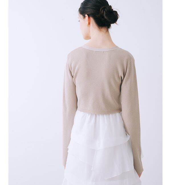 SELFIST「【kariさんコラボ】カーディガン&times;ニットドッキングチュールワンピースセット【予」|ワンピース|