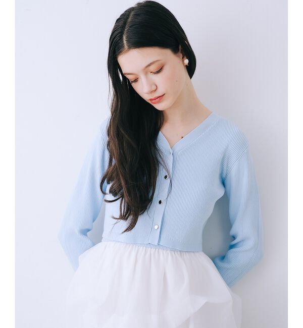 SELFIST「【kariさんコラボ】カーディガン&times;ニットドッキングチュールワンピースセット【予」|ワンピース|