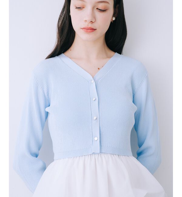 SELFIST「【kariさんコラボ】カーディガン&times;ニットドッキングチュールワンピースセット【予」|ワンピース|