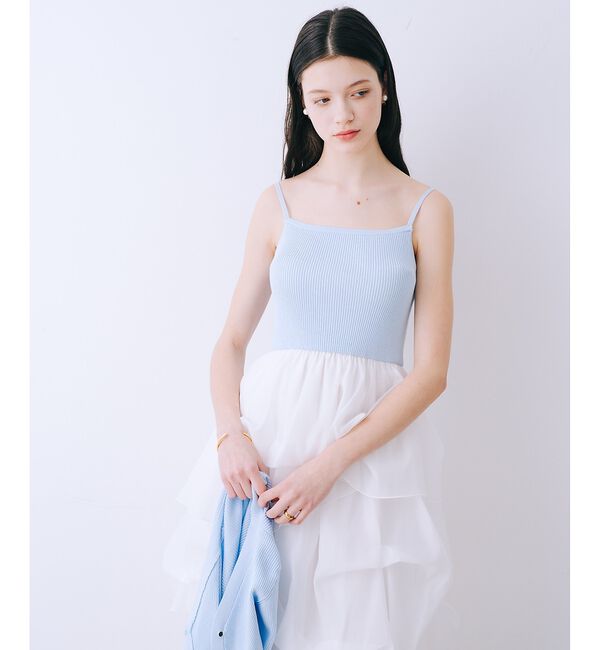 SELFIST「【kariさんコラボ】カーディガン&times;ニットドッキングチュールワンピースセット【予」|ワンピース|