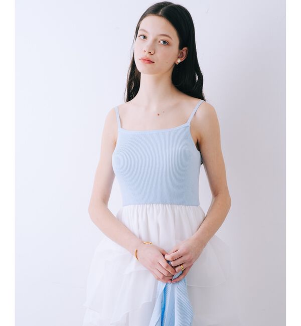 SELFIST「【kariさんコラボ】カーディガン&times;ニットドッキングチュールワンピースセット【予」|ワンピース|