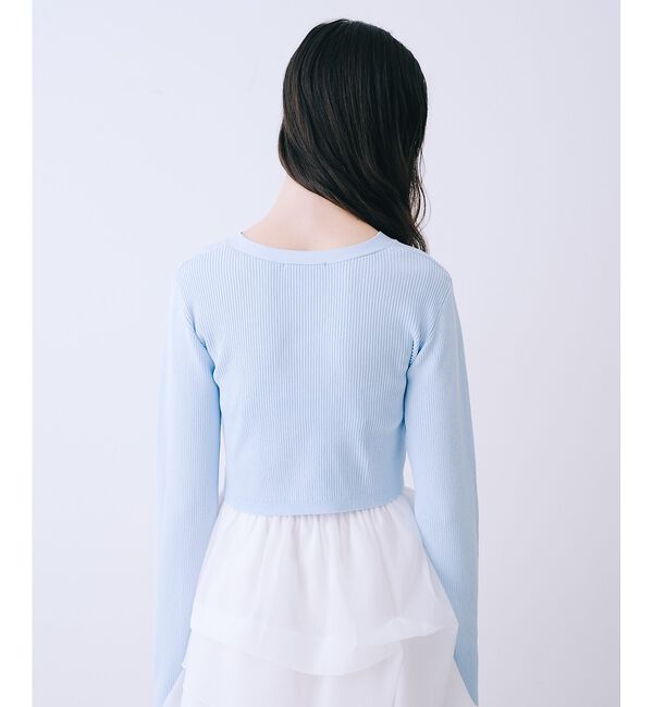 SELFIST「【kariさんコラボ】カーディガン&times;ニットドッキングチュールワンピースセット【予」|ワンピース|