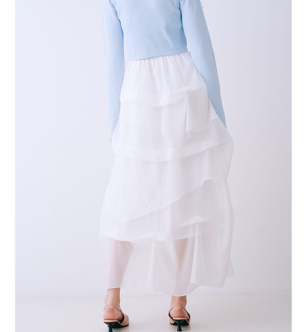 SELFIST「【kariさんコラボ】カーディガン&times;ニットドッキングチュールワンピースセット【予」|ワンピース|