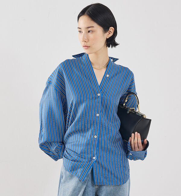 The Store by C' 「【TOTEME】OVERSIZED STRIPED SHIRT／オーバーサイズス」|シャツ・ブラウス|ブルー