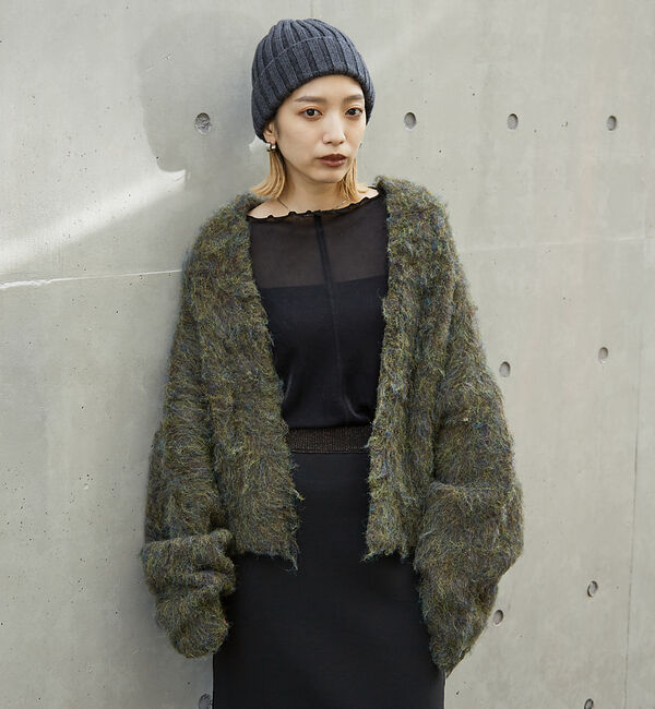NOMINE「イエティ2WAYニットブルゾン」|カーディガン|カーキ