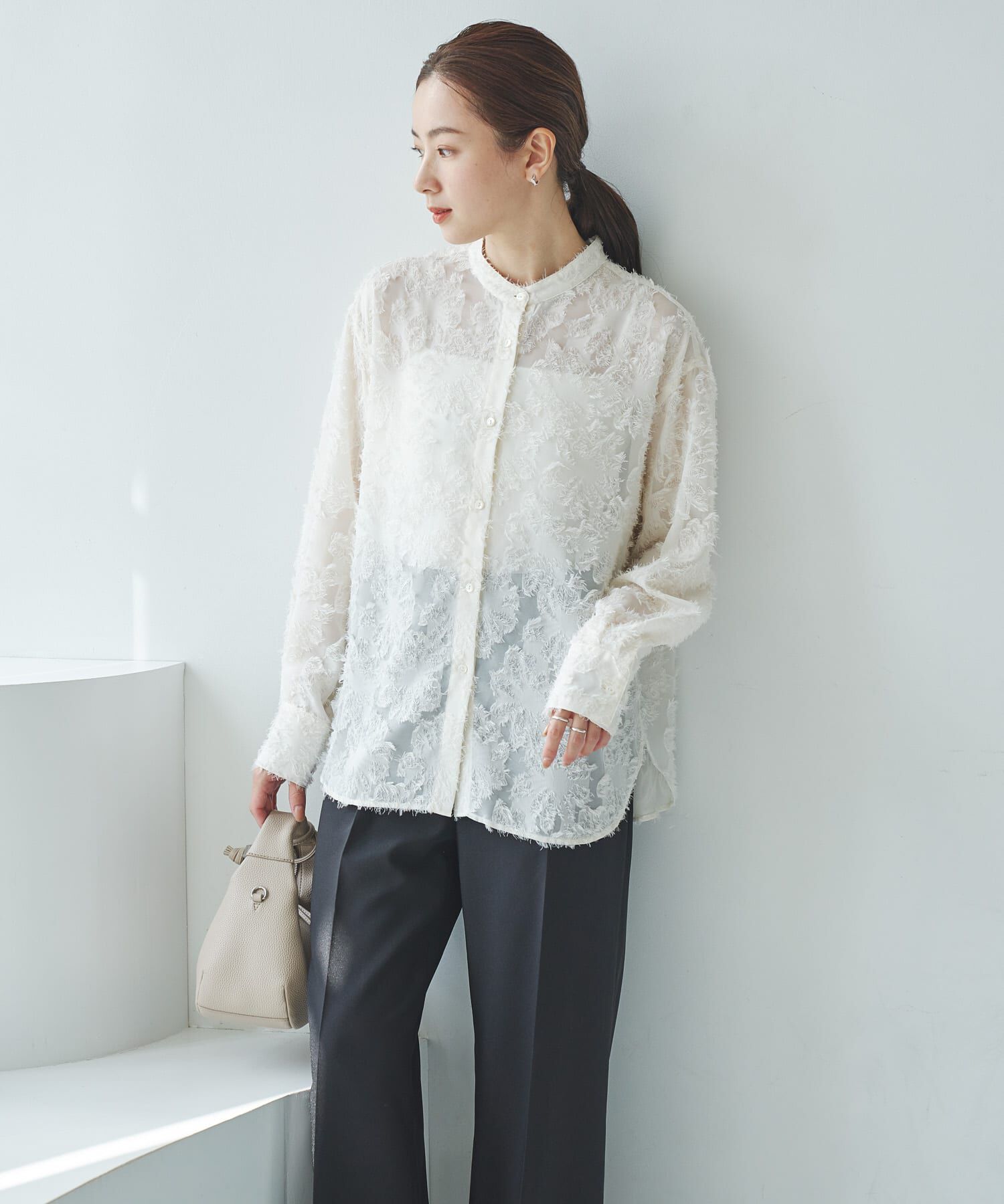 URBAN RESEARCH「カットジャガードバンドカラーシャツ」|シャツ・ブラウス|