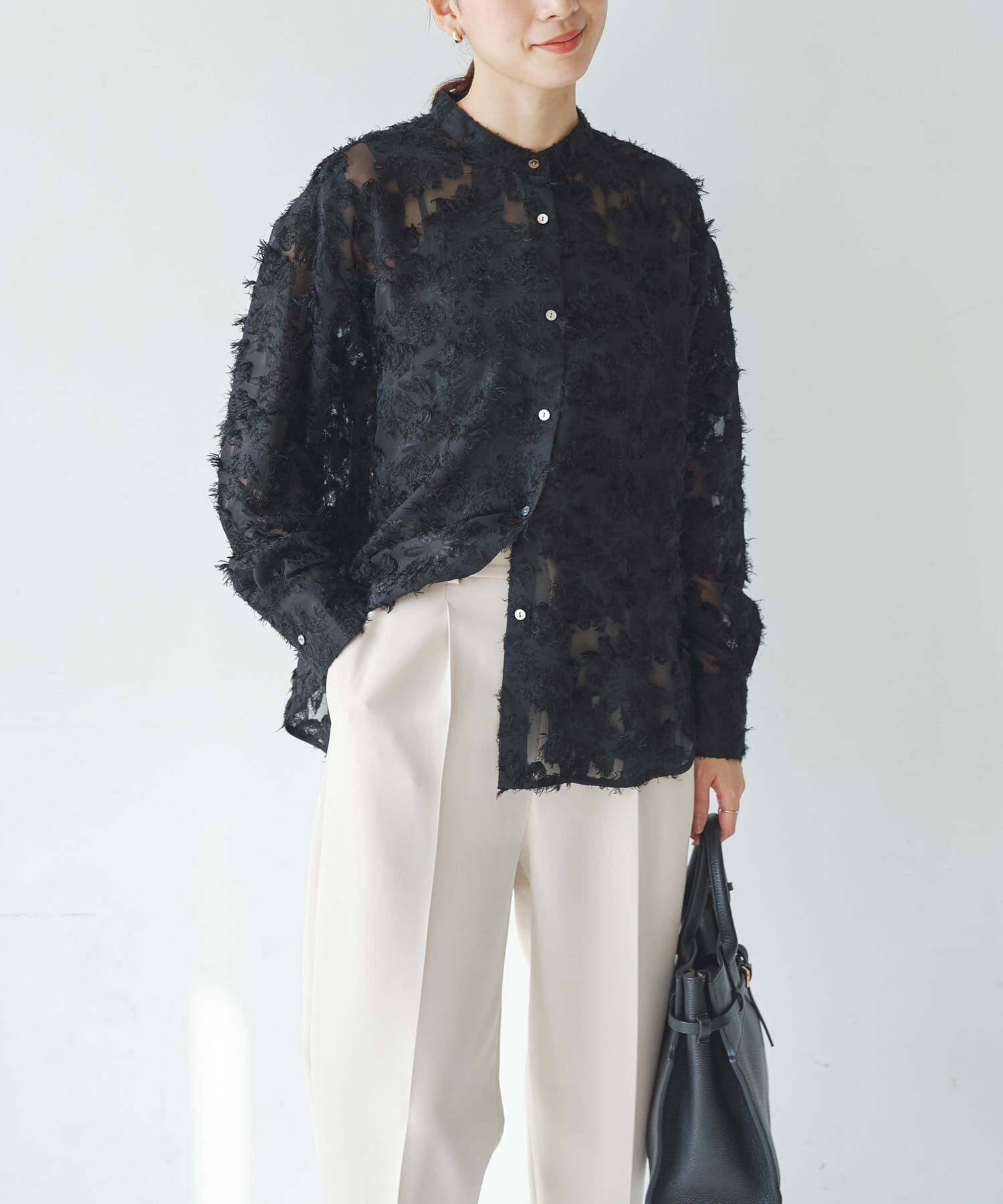 URBAN RESEARCH「カットジャガードバンドカラーシャツ」|シャツ・ブラウス|