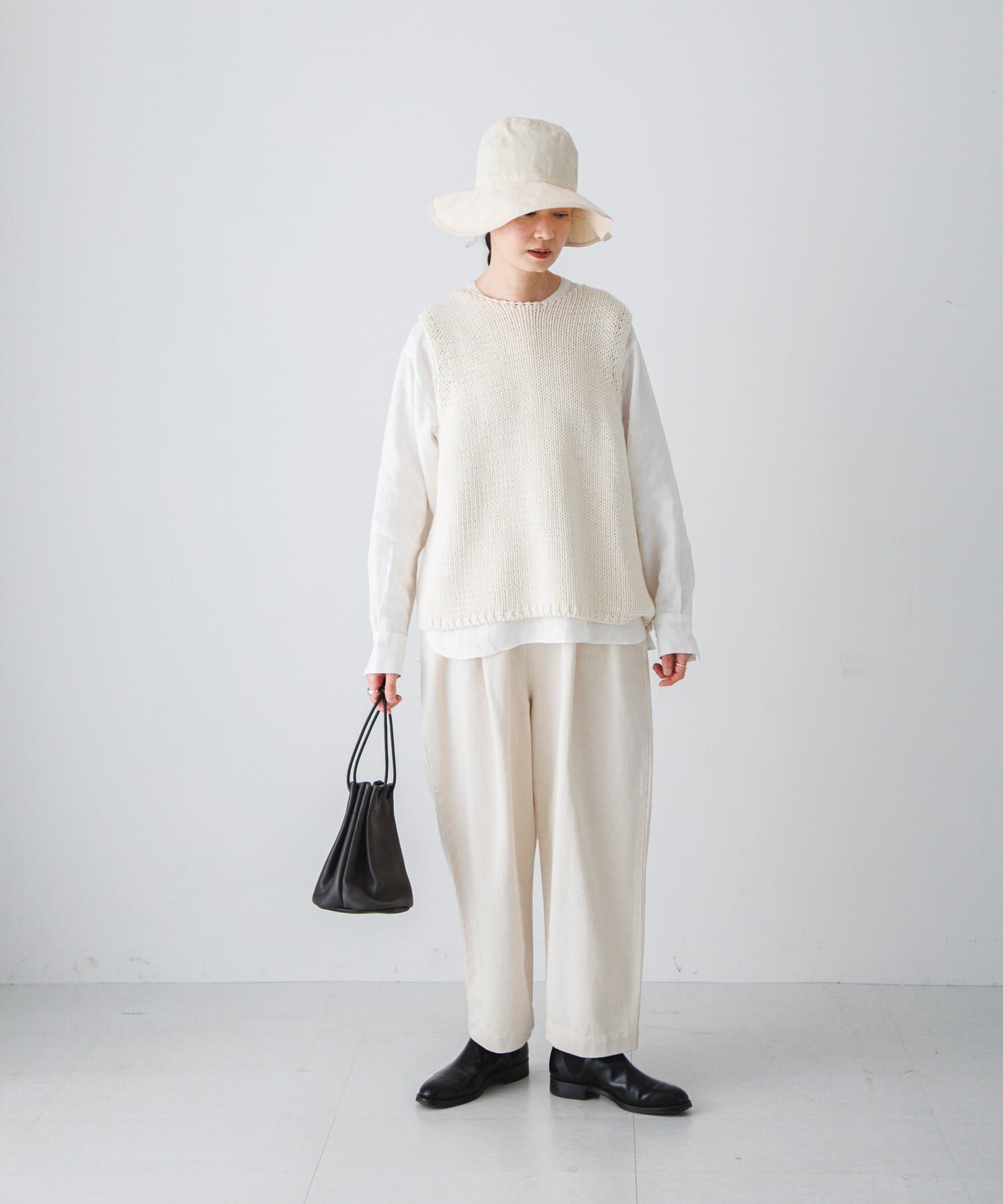 かぐれ「コットンローゲージニットベスト」|ベスト・ジレ|