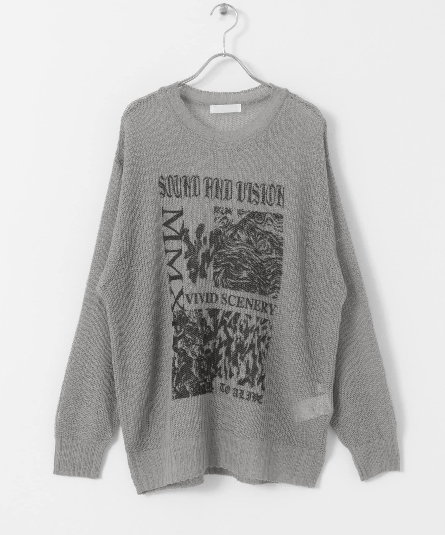 SENSE OF PLACE by URBAN RESEARCH「『洗濯可』グラフィックプリントシアーニット」|ニット・セーター|