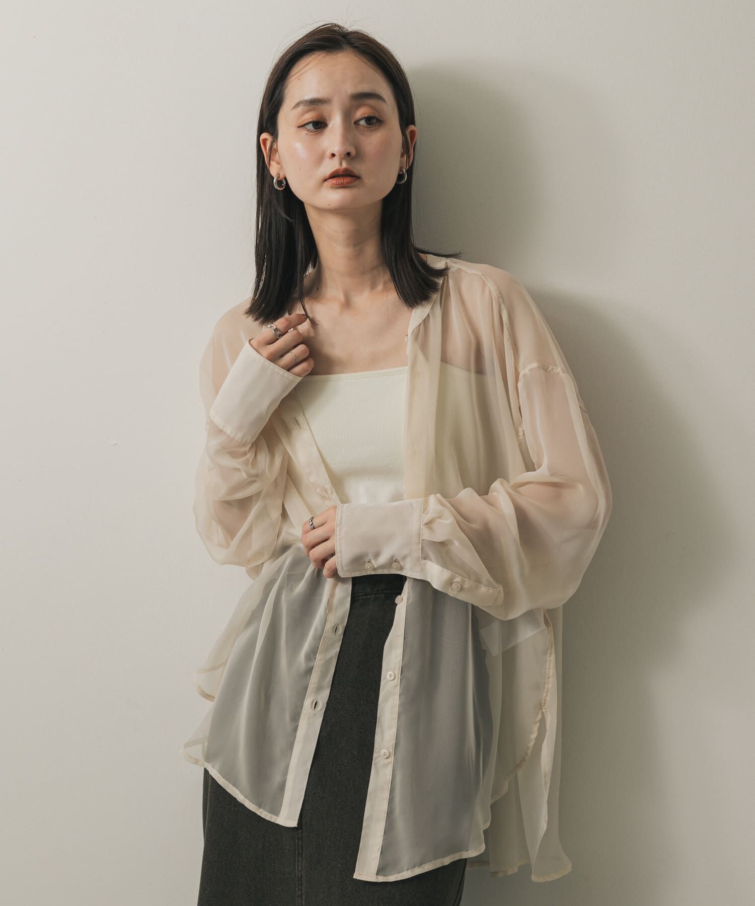 SENSE OF PLACE by URBAN RESEARCH「バンドカラーシャンブレーシアーシャツ」|シャツ・ブラウス|