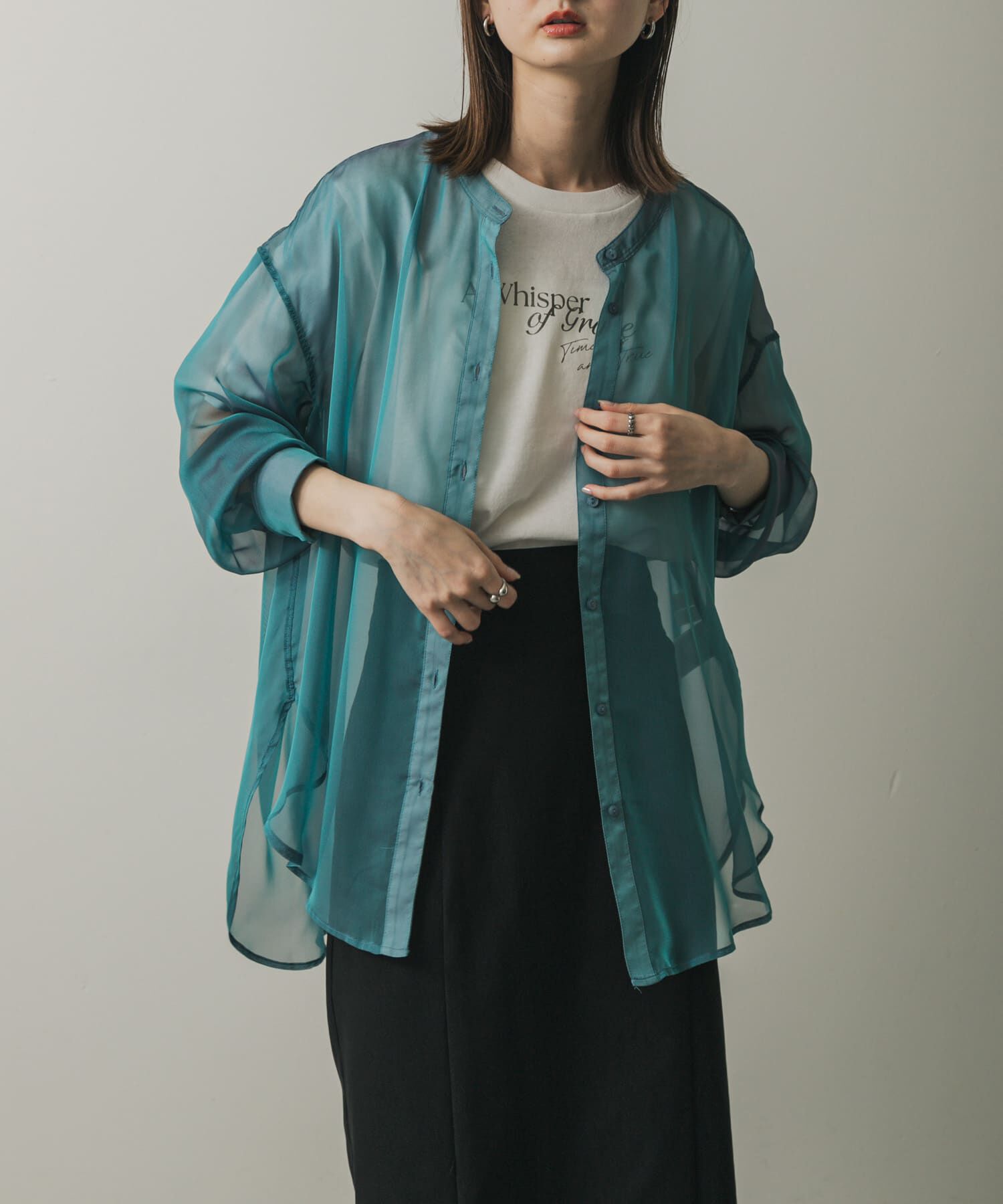 SENSE OF PLACE by URBAN RESEARCH「バンドカラーシャンブレーシアーシャツ」|シャツ・ブラウス|