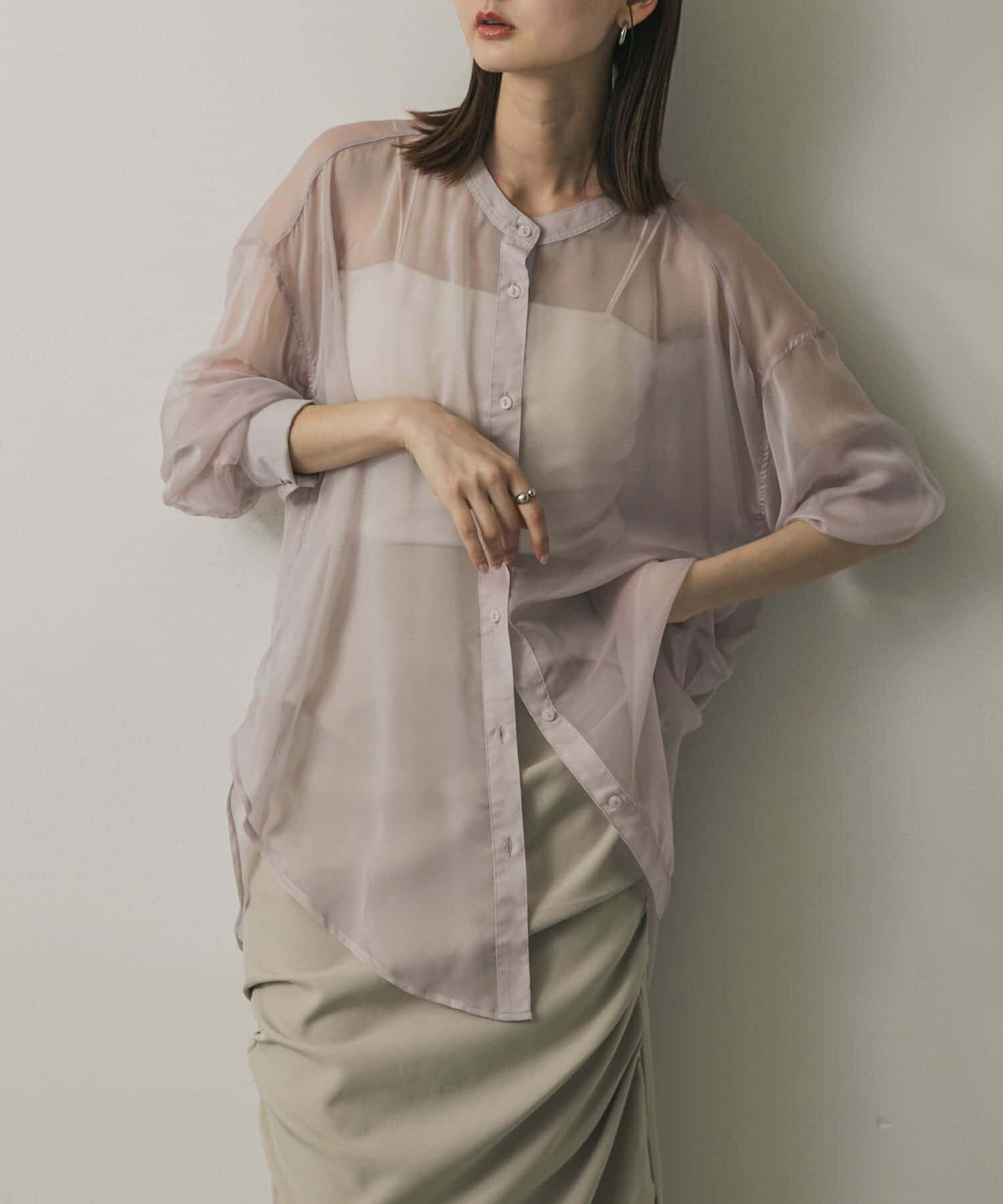 SENSE OF PLACE by URBAN RESEARCH「バンドカラーシャンブレーシアーシャツ」|シャツ・ブラウス|