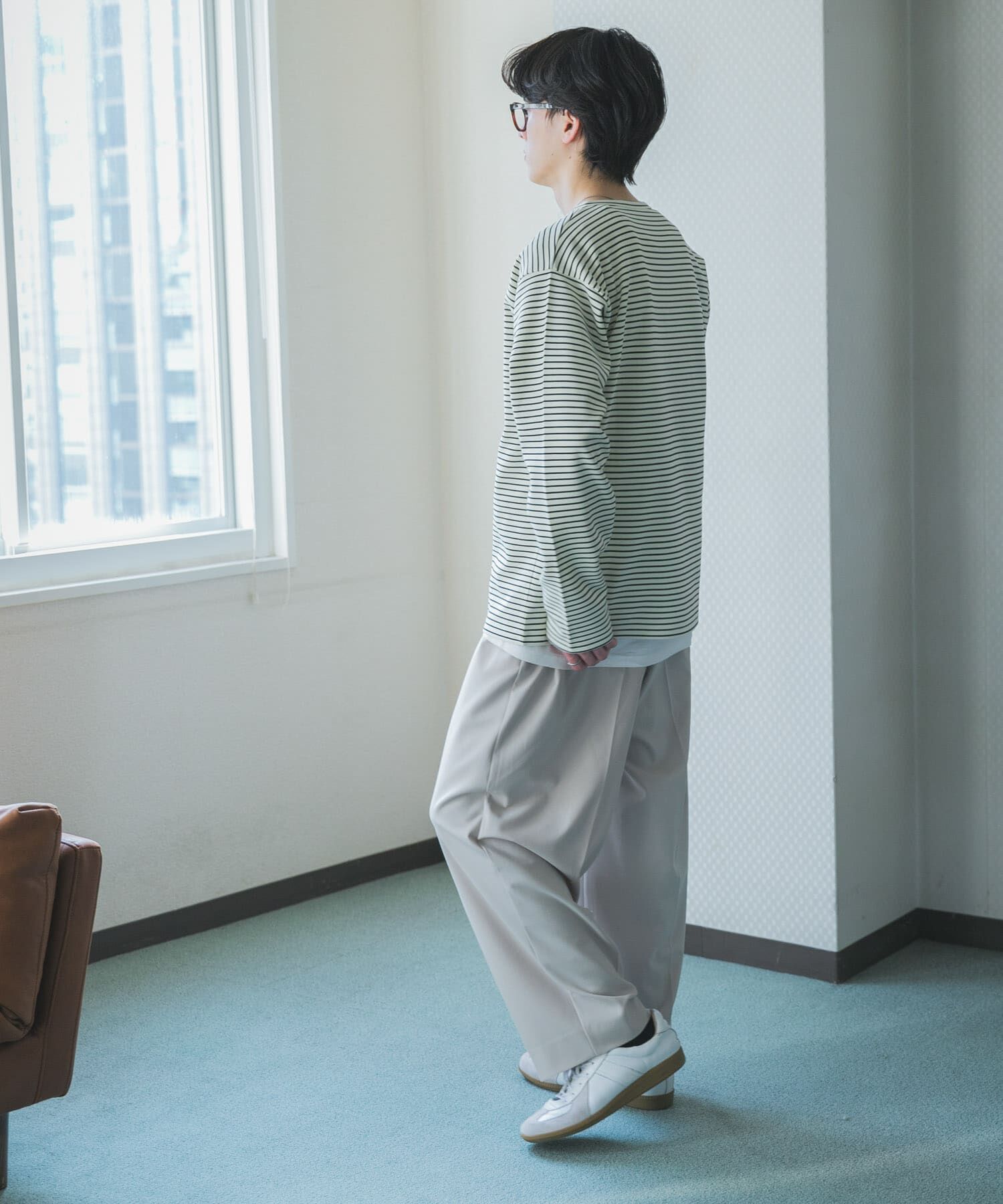 SENSE OF PLACE by URBAN RESEARCH「ボーダーヘンリーネックロングTシャツ」|Tシャツ・カットソー|