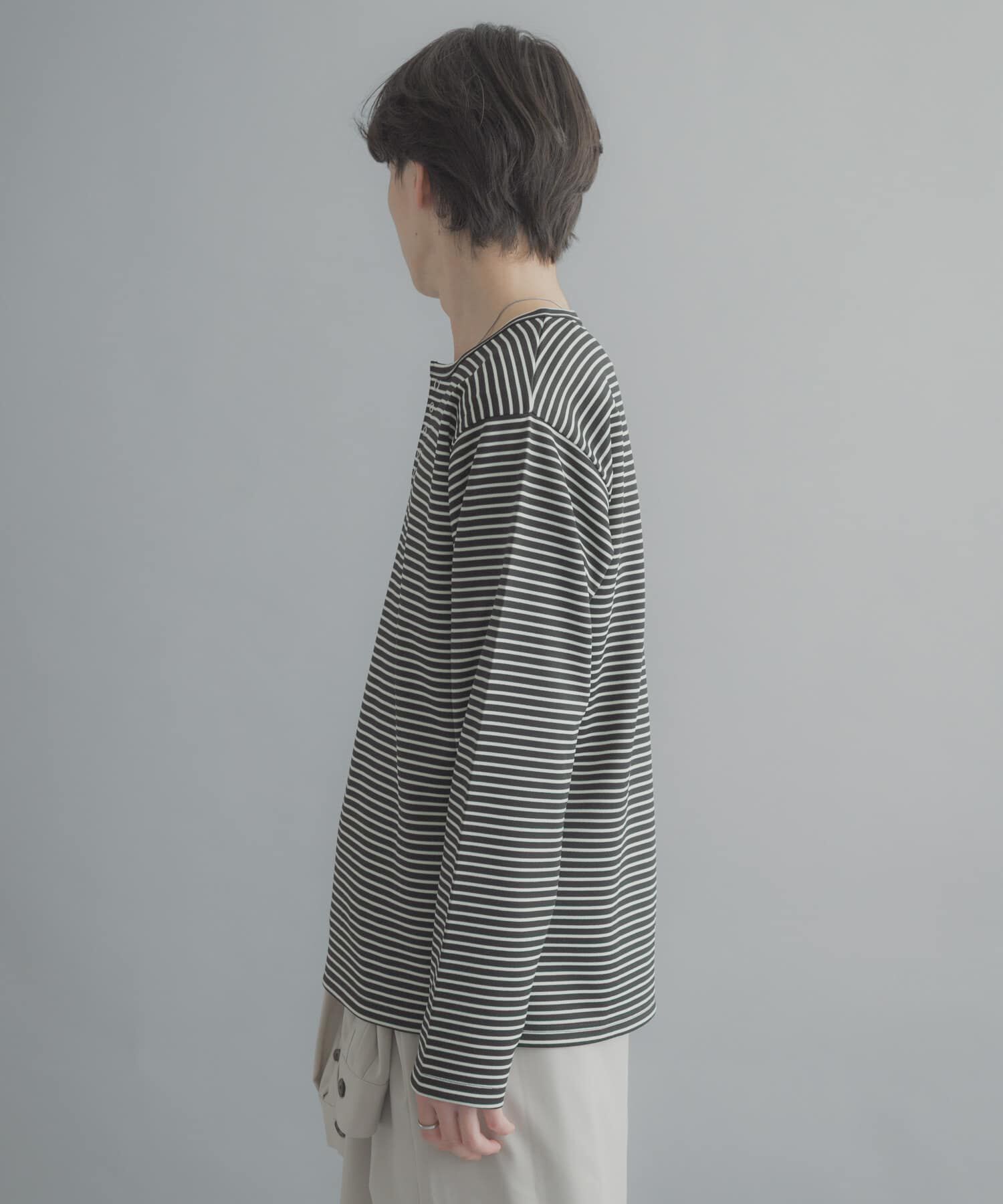 SENSE OF PLACE by URBAN RESEARCH「ボーダーヘンリーネックロングTシャツ」|Tシャツ・カットソー|