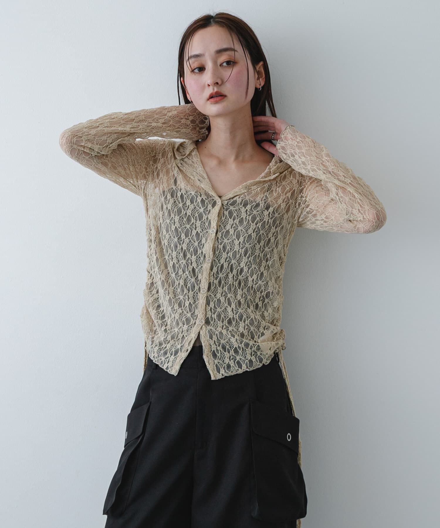 SENSE OF PLACE by URBAN RESEARCH「『洗濯可』フーディレースカットトップ」|その他|