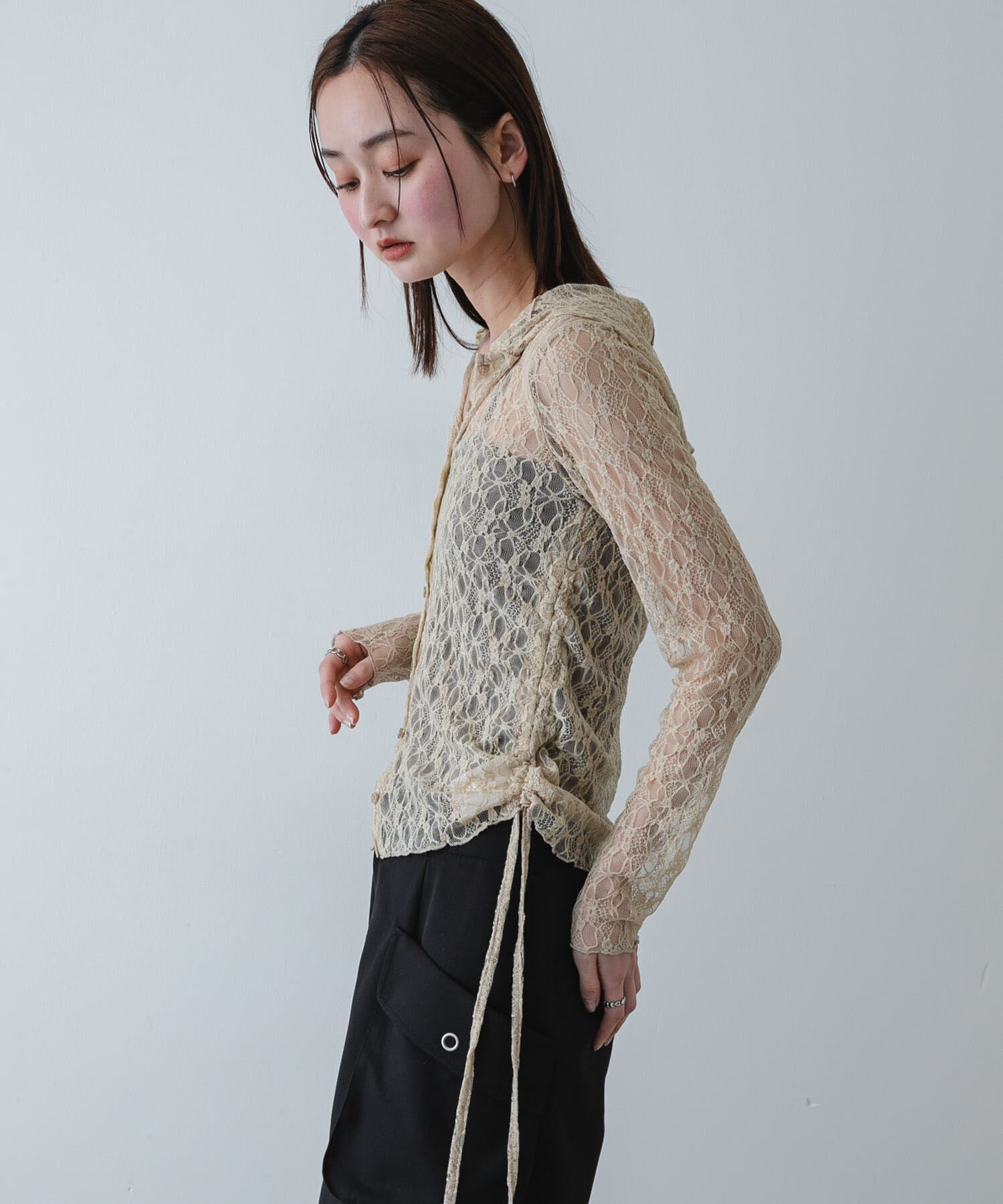 SENSE OF PLACE by URBAN RESEARCH「『洗濯可』フーディレースカットトップ」|その他|