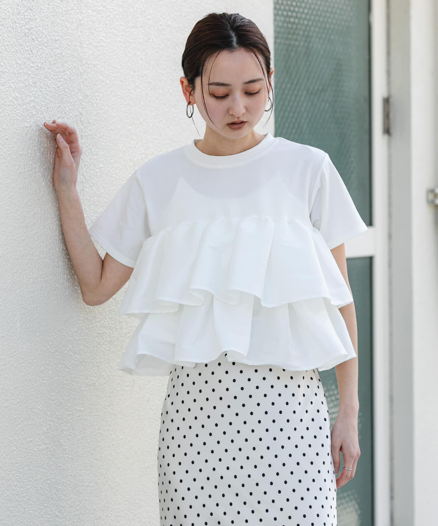 SENSE OF PLACE by URBAN RESEARCH「シャイニーフリルドッキングカットトップ」|Tシャツ・カットソー|