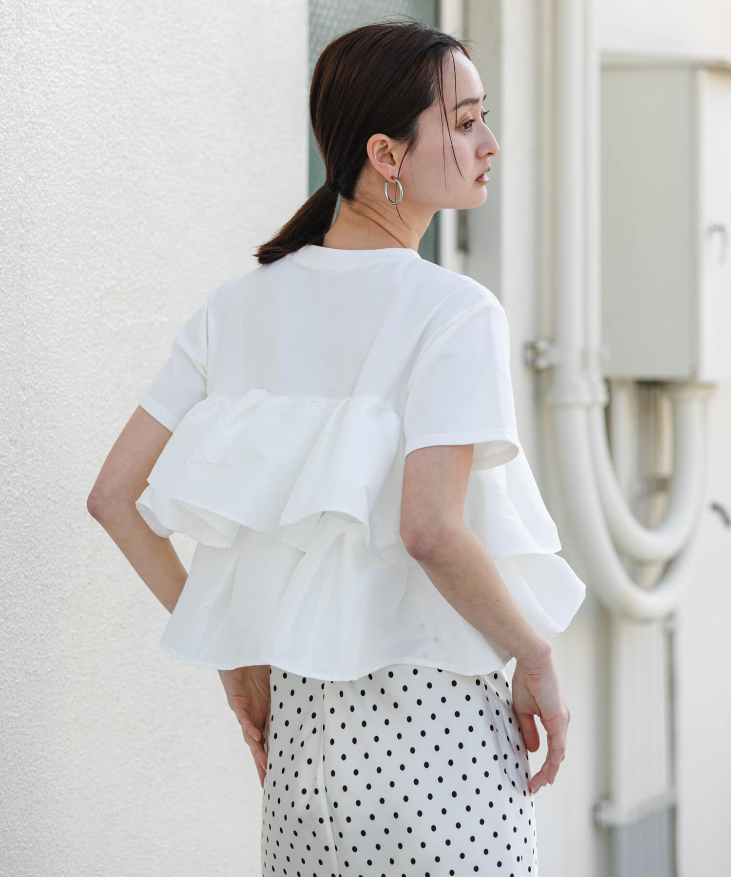 SENSE OF PLACE by URBAN RESEARCH「シャイニーフリルドッキングカットトップ」|Tシャツ・カットソー|